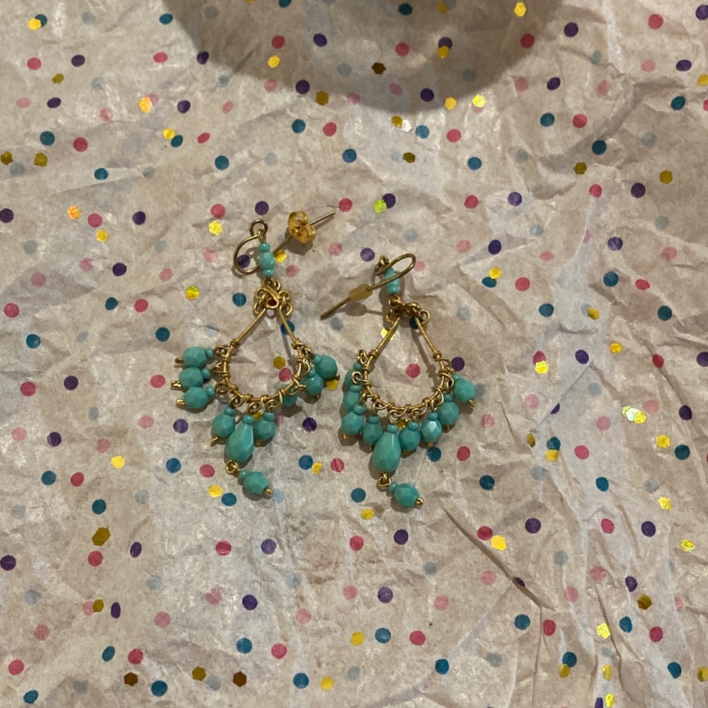 Elegant Gold and Turquoise Earrings
